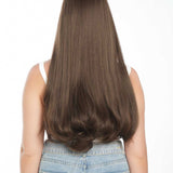 JBEXTENSION 26 Inches Curly Brown Wig With Bangs JANICE