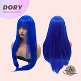 JBEXTENSION 28 Inches Long Straight Blue Wig With Bangs DORY