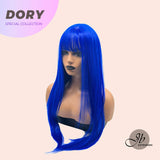 JBEXTENSION 28 Inches Long Straight Blue Wig With Bangs DORY