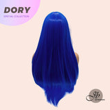 JBEXTENSION 28 Inches Long Straight Blue Wig With Bangs DORY