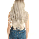 JBEXTENSION 28 Inches Grey White Wave Long Women Wig CLOUDIA