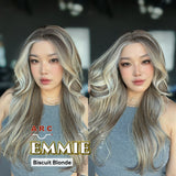 JBEXTENSION 26 Inches Long Curly Biscuit Blonde Pre-Cut Arc Snowflake Lace Frontlace Glueless Wig EMMIE ARC - BISCUIT BLONDE【BENDY EAR TABS】