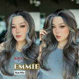 JBEXTENSION 26 Inches Long Curly Nut Mix Pre-Cut Arc Snowflake Lace Frontlace Glueless Wig EMMIE ARC - NUT MIX【BENDY EAR TABS】