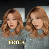 JBEXTENSION 18 Inches Curly Copper Pre-Cut T Part Snowflake Lace Frontlace Glueless Black Sapphire Wig ERICA【BENDY EAR TABS】
