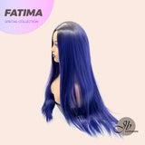 JBEXTENSION 30 Inches Long Straight Blue Violet Wig With Dark Root FATIMA