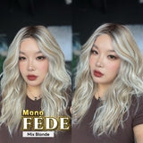 [PRE-ORDER] JBEXTENSION FEDE MONO Full Monofilament Handmade Full Lace Full Hand Tied Wig 19 Inches Wave Mix Blonde Mono Lace Handmade Futura Fiber Wig with Anti-slip Silicone Strips Glueless Wig FEDE MONO - MIX BLONDE【BENDY EAR TABS】