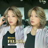 JBEXTENSION FELICIA MONO Full Monofilament Handmade Full Lace Full Hand Tied Wig 11 Inches Hazelnut Mono Lace Handmade Futura Fiber Wig with Anti-slip Silicone Strips Glueless Wig FELICIA MONO - HAZELNUT【BENDY EAR TABS】