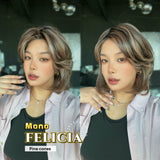 JBEXTENSION FELICIA MONO Full Monofilament Handmade Full Lace Full Hand Tied Wig 11 Inches Pine Cones Mono Lace Handmade Futura Fiber Wig with Anti-slip Silicone Strips Glueless Wig FELICIA MONO - PINE CONES【BENDY EAR TABS】
