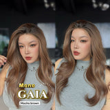 JBEXTENSION GAIA MONO Monofilament Handmade Wig 6X5 Full Monofilament Hand Tied Top Wig 24 Inches Curly Mocha Brown Mono Lace Wig Glueless Wig GAIA MONO - MOCHA BROWN【BENDY EAR TABS】