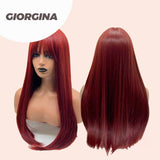 JBEXTENSION 26 Inches Straight Red Wig With Bangs GIORGINA