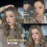 JBEXTENSION 21 Inches Hazelnut Curly Pre-Cut 13X6 Free Part Snowflake Lace Frontlace Glueless Wig GIORGINA PRO - HAZELNUT【BENDY EAR TABS】