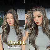 JBEXTENSION HAZEL MONO Monofilament Handmade Wig 6X5 Full Monofilament Hand Tied Top Wig 26 Inches Curly Coffee Cream Mono Lace Wig with Anti-slip Silicone Strips Glueless Wig HAZEL MONO【BENDY EAR TABS】