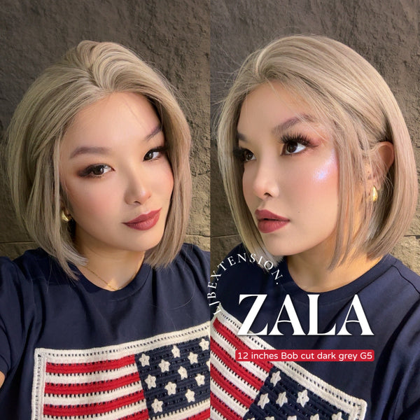 ?KaLiza 12” GREY MIDDLE PART BOB WIG *NWT* ? Gray Bob Wig Human Hair - 10 Inch Silky Straight Middle Part  main image 4