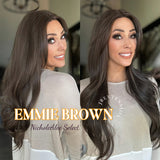 Nichole's Selection - 26 Inches Curly Women Cold Brown Wig Pre-Cut Frontlace Glueless Wig EMMIE BROWN