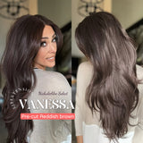 JBEXTENSION 26 Inches Curly Reddish Brown Pre-Cut Frontlace Wig VANESSA REDDISH BROWN