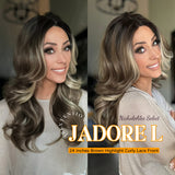 Nichole's Selection -24 Inches Blonde Highlight Curly Lace Front Wig.Pre Plucked 13*4 HD Transparent Lace Frontal Handmade Futura Fiber Swiss Lace Synthetic Fiber Pre-Cut Lace Glueless Wig JADOR L