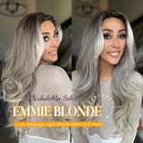 Nichole's Selection -26 Inches Curly Balayage Light Blonde With Dark Root Wig Pre-Cut Frontlace Glueless Wig EMMIE LIGHT BLONDE