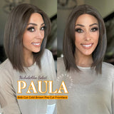 Nichole's Selection -12 Inches Bob Cut Cold Brown Straight Pre-Cut Frontlace Glueless Wig PAULA