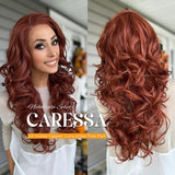 Nichole's Selection - 22 Inches Copper Curly Wave Free Part Frontlae Glueless Wig CARESSA