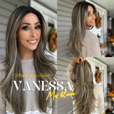 Nichole's Selection - 26 Inches Curly Dark Mix Blonde Pre-Cut Frontlace Wig VANESSA DARK MIX BLONDE