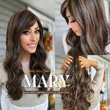 Nichole's Selection - MARY MONO Full Monofilament Wig 22 Inches Brown With Highlight Curly Full Mono Lace Glueless Wig MARY MONO