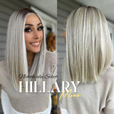 Nichole's Selection - HILLARY MONO Full Monofilament Wig 16 Inches Blonde With Dark Root Straight Mono Lace Wig With Anti-slip Silicone Strips Glueless Wig Hillary Mono