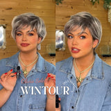 Olivia's Pick-Pixie Cut Silver Half Real Human Hair Half Futura Fiber Fashion Women Wig WINTOUR