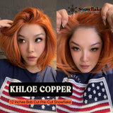 HOT OF SEASON - 12 Inches Bob Cut Copper Pre-Cut Snowflake Lace Frontlace Glueless Wig KHLOE COPPER