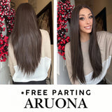 Nichole's Selection - 28 Inches Brown Straight 13X3.5 Free Part Pre-Cut Frontlace Glueless Wig ARUONA BROWN