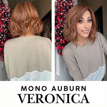 Nichole's Selection - VERONICA MONO Monofilament Handmade Wig 6X5 Full Monofilament Hand Tied Top Wig 12 Inches Auburn Wave Mono Lace Wig With Anti-slip Silicone Strips Glueless Wig VERONICA MONO AUBURN【BENDY EAR TABS】