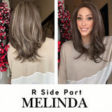 Nichole's Selection -  18 Inches Brown With Highlight Pre-Cut Frontlace Glueless Side Part Wig MELINDA