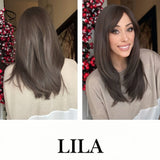 Nichole's Selection -  20 Inches Scalpiana Cold Brown Wolf Cut 3.5X4 Hard Silky Top Natural Scalp Effect Wig With Bangs LILA