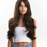 JBEXTENSION 24 Inches Curly Brown Women Fashion Wig With Bangs KATE
