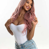 JBEXTENSION 26 Inches Curly Ombre Pink Women Wig Without Bangs EMILY