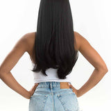 JBEXTENSION 24 Inches Nature Straight Black Wig With Bangs LINDA