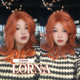 JBEXTENSION 18 Inches Vibrant Copper Curly Women Fashion Full Machine Wig With Bangs LORNA VIBRANT COPPER【PERMATEASE】