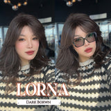 JBEXTENSION 18 Inches Dark Brown Curly Women Fashion Full Machine Wig With Bangs LORNA DARK BROWN【PERMATEASE】