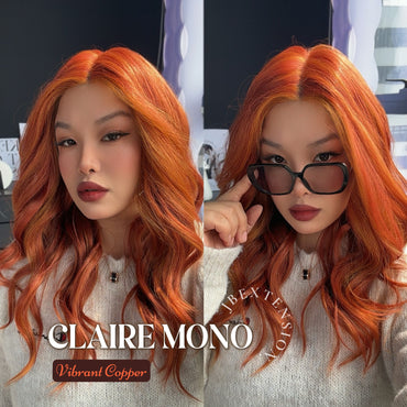 HOT OF SEASON -  CLAIRE MONO VIBRANT COPPER Partial Monofilament Wig 22 Inches Vibrant Copper Partial Mono Lace Glueless Wig Claire Mono Vibrant Copper【BENDY EAR TABS】