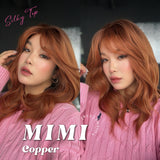 HOT OF SEASON - 16 Inches Scalpiana 3.5X4 Hard Silky Top Natural Scalp Effect Copper Body Wave Wig With Bangs Wig MIMI SILK TOP COPPER