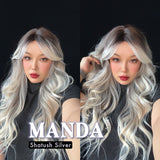 JBEXTENSION 26 pulgadas mezcla rubia con onda corporal de raíz oscura con flequillo MANDA
