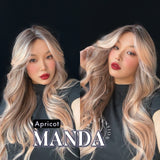 JBEXTENSION 26 pulgadas mezcla rubia con onda corporal de raíz oscura con flequillo MANDA