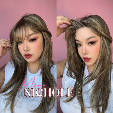 JBEXTENSION NICHOLE MONO Monofilament Handmade Wig 6X5 Full Monofilament Hand Tied Top Wig 23 Inches Hazelnut Mono Lace Wig With Anti-slip Silicone Strips Glueless Wig NICHOLE MONO【BENDY EAR TABS】