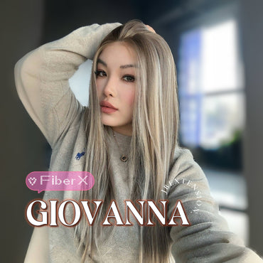 JBEXTENSION 22 Inches Mix Blonde Straight Fiber X, Tangle Less Pre-Cut Free Part Frontlace Glueless Wig GIOVANNA【FIBER X】