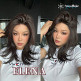 JBEXTENSION 18 Inches Natural Black Pre-Cut Snowflake Lace Frontlace Glueless Wig ELENA【PERMATEASE】【BENDY EAR TABS】