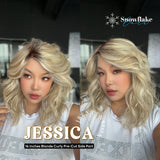 [PRE-ORDER] JBEXTENSION 16 Inches Blonde Curly Pre-Cut Side Part Snowflake Lace Frontlace Glueless Wig JESSICA【BENDY EAR TABS】