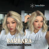 JBEXTENSION 12 Inches Blonde Curly Pre-Cut Side Part Snowflake Lace Frontlace Glueless Wig BARBARA【BENDY EAR TABS】