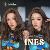 JBEXTENSION 22 Inches Chocolate Brown Pre-Cut Snowflake Lace Frontlace Glueless Wig INéS CHOCOLATE BROWN【PERMATEASE】【BENDY EAR TABS】