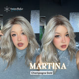 [PRE-ORDER] JBEXTENSION 17 Inches Wave Champagne Gold Pre-Cut Side Part Snowflake Lace Frontlace Glueless Wig MARTINA CHAMPAGNE GOLD【BENDY EAR TABS】