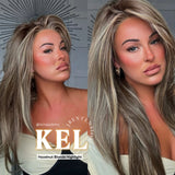 Get this Influencer Look with Hazelnut Blonde Highlight Pre-Cut Snowflake Lace Wig KEL HAZELNUT