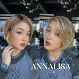 JBEXTENSION 10 Inches Bob Cut Mix Copper Pre-Cut Side Part Snowflake Lace Frontlace Glueless Wig ANNALISA【BENDY EAR TABS】